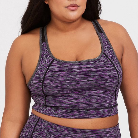 Torrid 0X L Sports Bra Purple Space Dye Mesh x - Picture 2 of 3